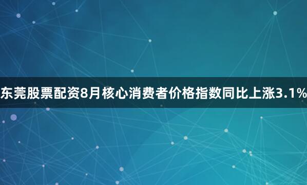 东莞股票配资8月核心消费者价格指数同比上涨3.1%